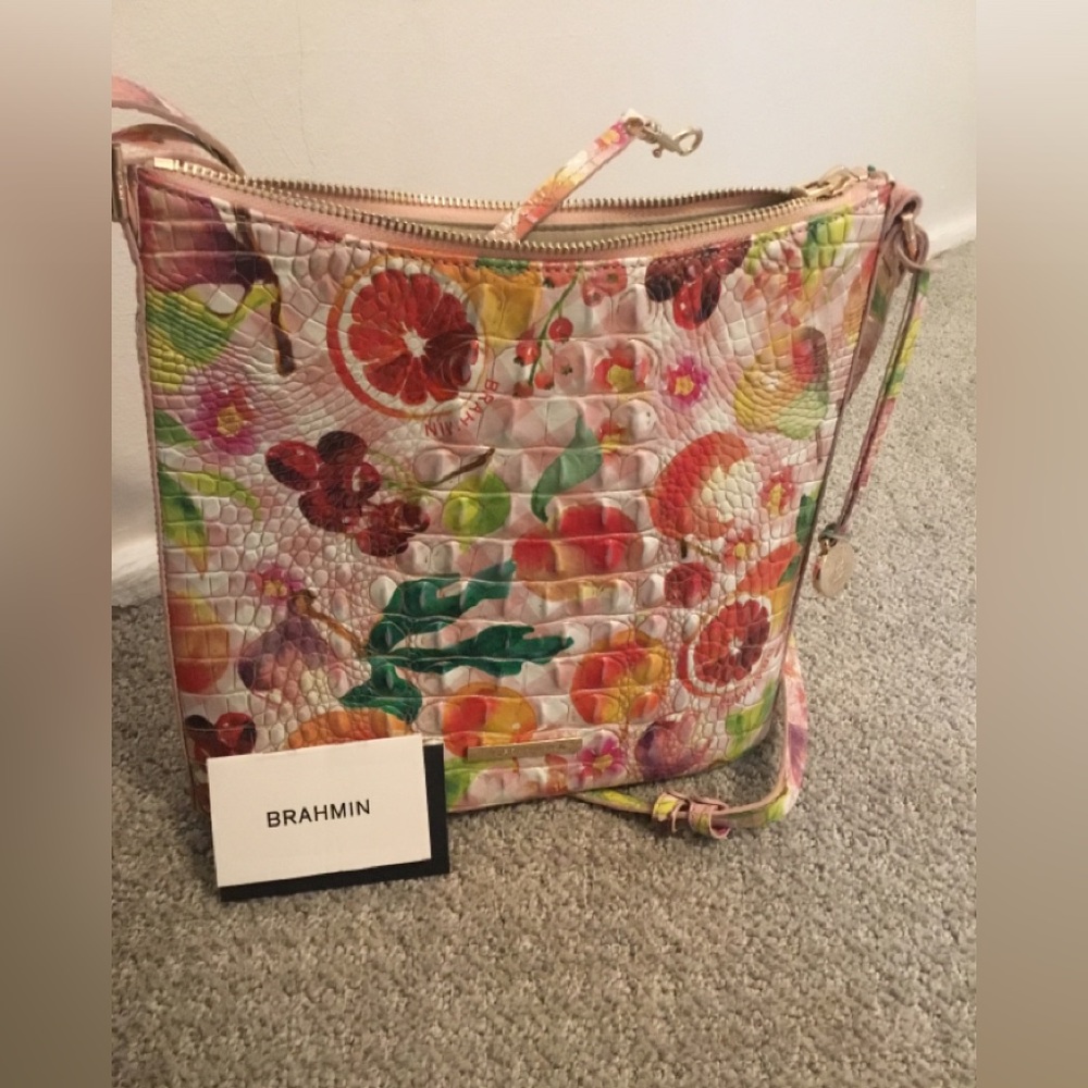 NWOT Brahmin “Katherine” Fruit Salad Ombre Melbourne Embossed Leather Crossbody